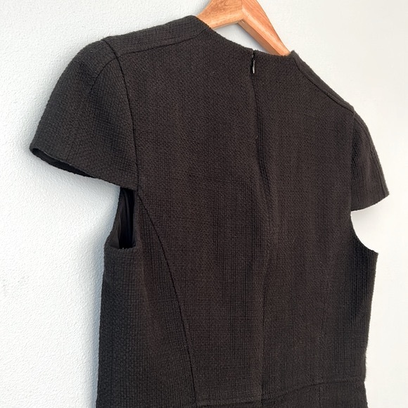 Anthropologie • 4.Collective Black Cap Sleeve Textured Knit Sheath Dress Size 8 - Picture 10 of 15